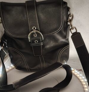 Authentic Vintage Soho Coach Black Leather Crossbody Bag